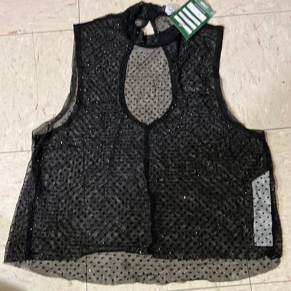 Studded mesh tank top